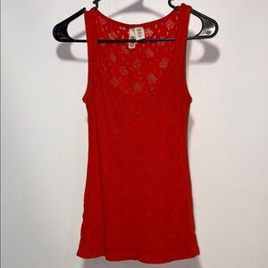 Route 66 Vibrant Red Lace Tank Top